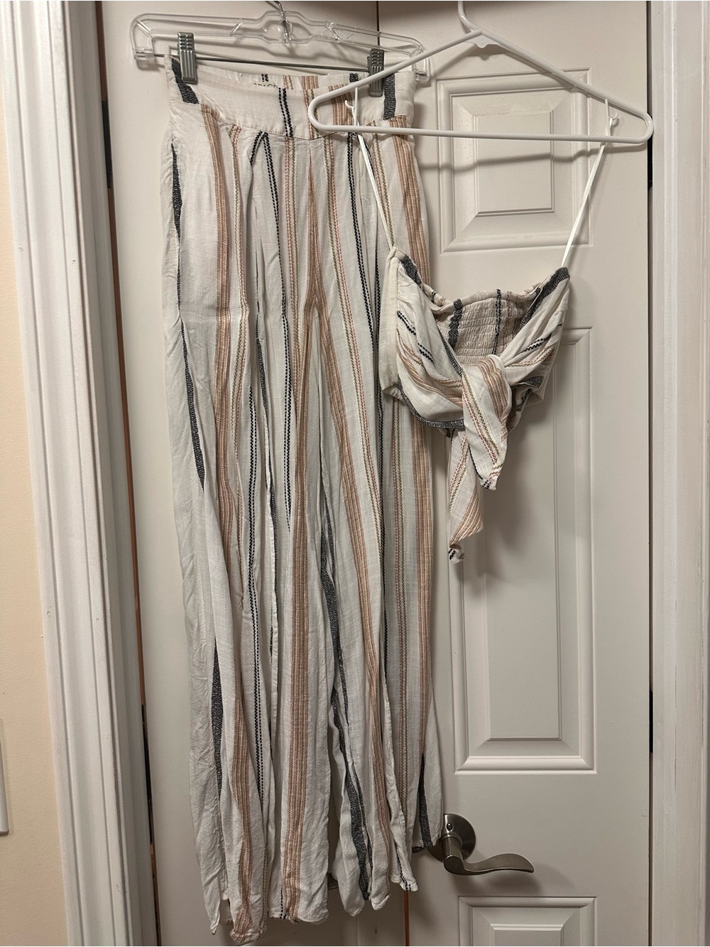 l*space Striped Set in Cream, Tan & Black - Picture 1 of 3